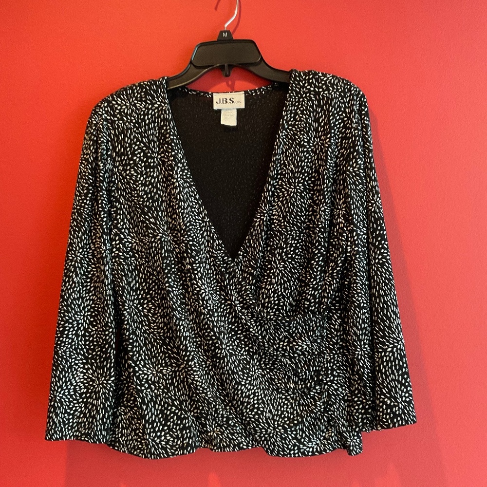 J.B.S. Black Sparkly Wrap Up Top Size L